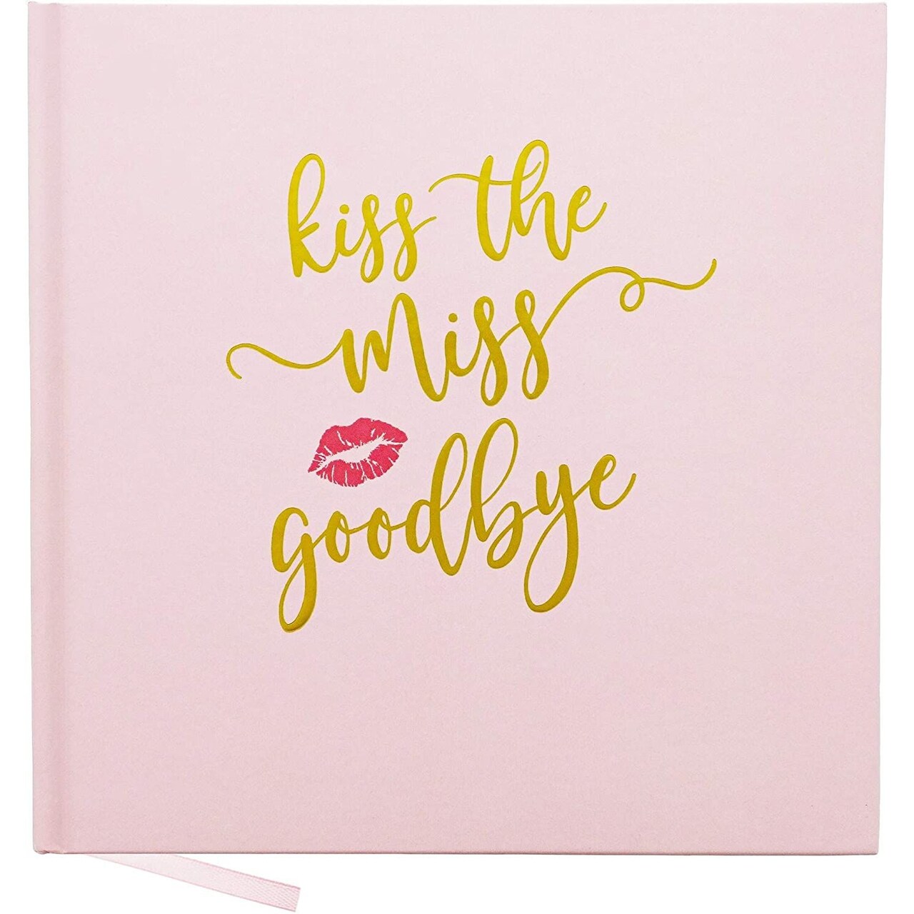 Kiss the Miss Goodbye, Bachelorette Party Notebook Keepsake (8.3 x 8.3 In, Pink)